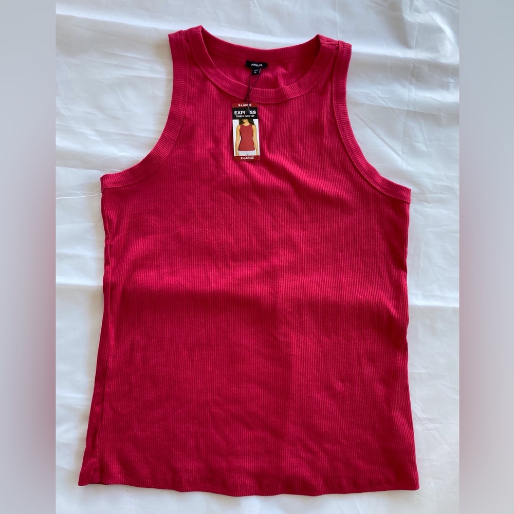 EXPRESS XL RIBBED TANK TOP COTTON/SPANDEX PINK
